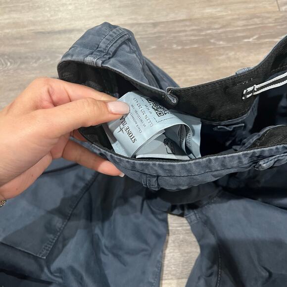 Stone Island STRETCH BROKEN TWILL COTTON 'OLD' EFFECT Blue Cargo Pants - Picture 11 of 13